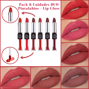 Conjunto de 6 Pintalabios DUO - Barra de Labios + Lip Gloss GlossyLips™